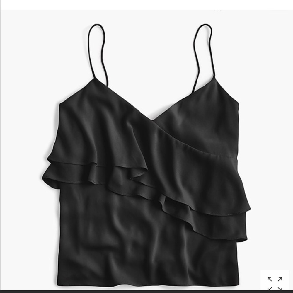 J. CREW Black Crepe Ruffle Cami